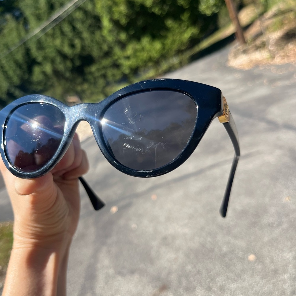 Versace Black Sunglasses with Gold Medallion - Picture 10 of 12